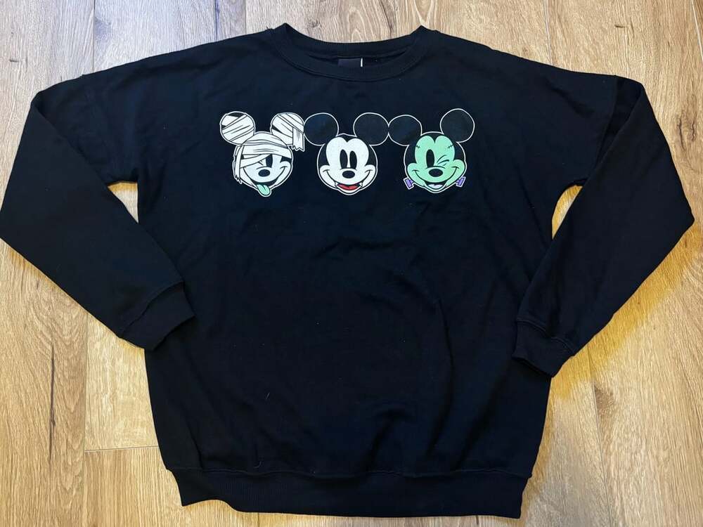 Disney Mickey Mouse Halloween Sweatshirt Size M Black Monster Faces